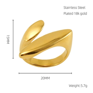 Detailed view showing 20mm x 15mm dimensions and 18k gold plated stainless steel specs