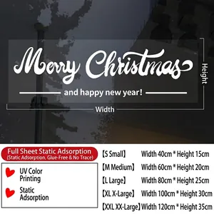 Size chart for Christmas snowflake window stickers featuring UV color printing dimensions