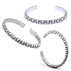 Skull 316L Stainless Steel Open Cuff Bangle Bracelet Punk Gothic Vintage Polished Jewelry For Men