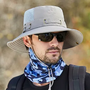 Outdoor Sonnenhut mit breiter Krempe und atmungsaktivem Netzgewebe zum Wandern und Angeln