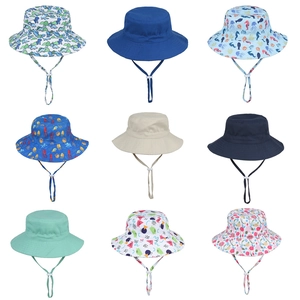 Kids Bucket Hat Cotton Polyester Breathable Sun Hat With Adjustable Chin Strap For Baby Boys Girls Summer Beach Outdoor