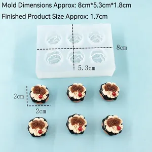 6-cavity silicone mold for miniature food grade chocolate and mini cake miniatures