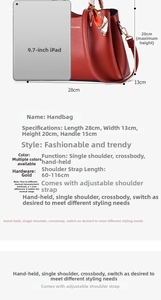 Red bridal tote with silk scarf detail and size comparison to 9.7-inch tablet