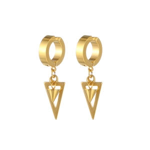 Goldene geometrische Kegel-Ohrhänger aus Edelstahl mit Dreiecksanhänger-Design