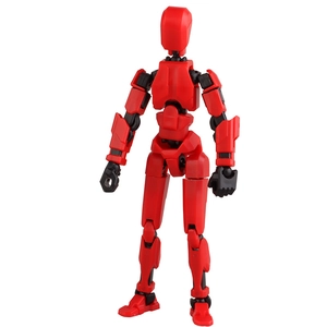 3D printed red action figure with 13 movable joints for DIY posing and stress relief
