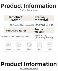 Detailed size specifications for HD polarized retro oversized square frame sunglasses
