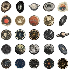 Pack of 50 astronomy universe stickers featuring planets, galaxies and solar system themes