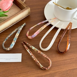 Acetate U Shaped Hair Fork Marble Pattern Tortoise Shell Hairpin Simple Elegant Chignon Tool For Women French Style