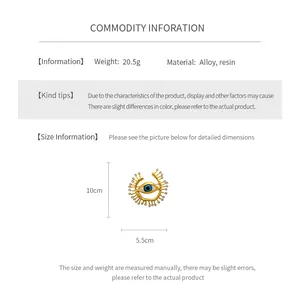 Detailed size chart for vintage resin Evil Eye brooch with 10cm height and 5.5cm width