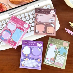 Creative cartoon sticky note set with four themes for journaling and office decoration