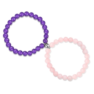 Natural Gemstone Beaded Magnetic Couple Bracelets Mutual Attraction Long Distance Friendship Jewelry Gift For Lovers
