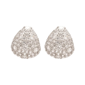 Elegant silver pear-shaped stud earrings with micro-paved sparkling cubic zirconia stones