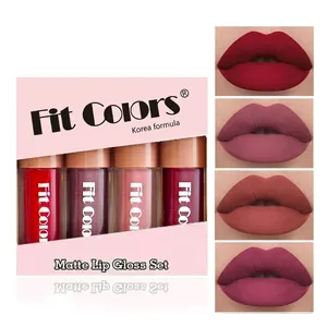4-piece matte lip gloss set with vibrant shades and velvet finish for long-lasting wear