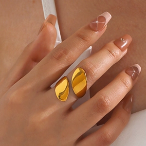 Bague Ouverte Grosse Goutte D'eau Acier Inoxydable Géométrique Irrégulière Haute Polie Bijoux De Déclaration Pour Femmes