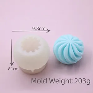 Spiral sphere silicone mold for DIY candles and aromatherapy soap with size dimensions