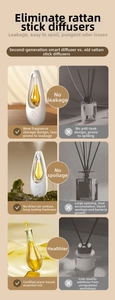 Detail showing the leak-proof drop-shaped glass oil bulb of the smart aroma diffuser