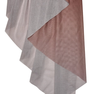 Detail of double-layer mesh fabric showing brown and beige grey textures on a dress
