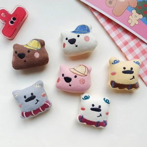 Set of six cute embroidered cartoon animal plush pins for clothing and accessories
