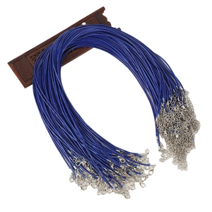 Cordones encerados azul oscuro para collar con cierres de mosquetón de plata