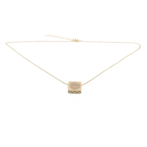 Gold plated lion head square pendant necklace with micro-paved sparkling cubic zirconia