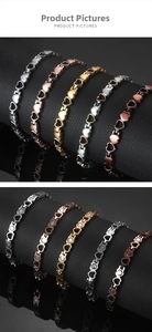 Dettaglio delle maglie a cuore del bracciale per magnetoterapia in acciaio inox