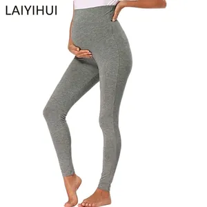 Maternity Leggings High Waist Over The Belly Support Pants Cotton Blend Elastic Slim Fit Casual Trousers For Pregnant Women