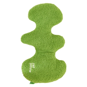 Green plush pet pillow with irregular wave shape and soft teddy velvet fabric
