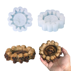 Skull Cross Ashtray Silicone Mold DIY Handmade Gothic Home Decoration Crafting Resin Casting Easy Release Flexible Durable