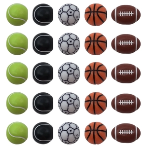 Mix of 25 acrylic sports ball beads including basketball football and tennis for DIY crafts