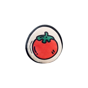Plush round tomato dog toy for pets with white soft fabric and cartoon vegetable design