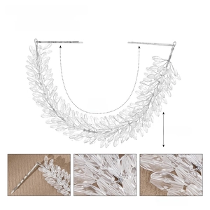 Tableau détaillé des tailles du bandeau de mariée en cristal fait main avec dimensions