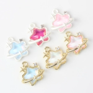 Star-shaped alloy pendants with colorful crystals and rhinestones for DIY jewelry