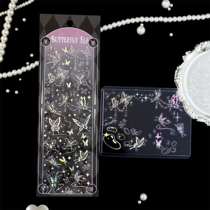 Detailed holographic butterfly elf stickers featuring laser silver stamping for journaling