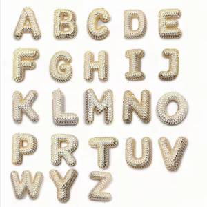 Gold balloon alphabet pendants from A to Z with sparkling crystal rhinestones set