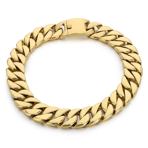 Chunky 31mm gold plated stainless steel Cuban link necklace with secure box clasp