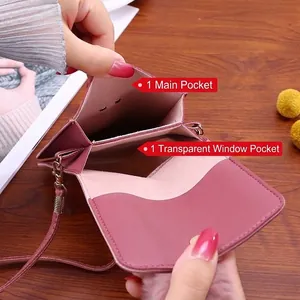 Fashionable pink mini crossbody phone bag with internal main pocket and card slot