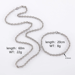 Stainless Steel Link Chain Necklace And Bracelet For Women Men Polished Fashion O-Chain Commuting Jewelry Accessory