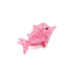 Pink marbled acetate dolphin hair claw clip with cute animal design for women