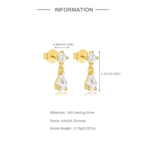 Detailed view of S925 sterling silver opal stud earrings with dimensions and hallmarks