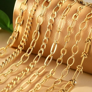 Stainless Steel Jewelry Making Chains For DIY Necklace Bracelet Gold Plated Cuban Figaro Paperclip Textured Links