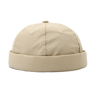 Minimalist beige quick-dry docker hat for men featuring breathable ripstop fabric texture