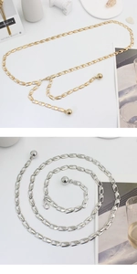 Detailed comparison of gold and silver geometric link waist chains for dresses