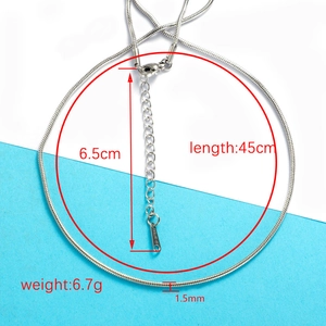 Détail macro du collier chaîne serpent en acier argenté avec longueur de 45cm et mesures