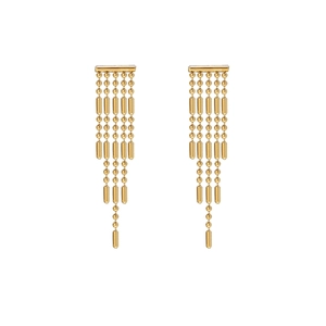 Elegant 18K gold plated tassel earrings with vertical dangling chains and sparkling studs