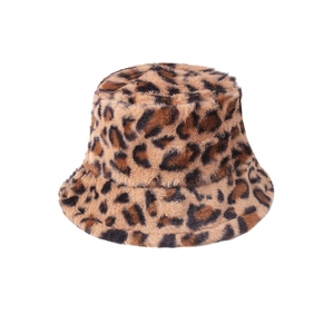 Chapeau bob d'hiver à imprimé léopard en fausse fourrure chaude pour un look élégant
