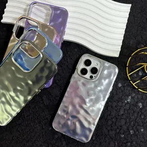 Macro detail of wave-textured phone cases for iPhone with premium metal lens protection