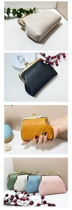 Detail of vintage kiss-lock coin purse featuring premium litchi pattern PU leather finish