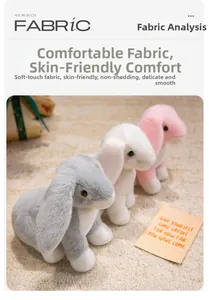 Detailed texture of plush rabbit dolls in grey white and pink soft skin-friendly fabric