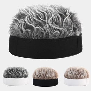 Neuheit Perücke Hut Flair Haar Kappe Lustige Landlord Mütze Mit Synthetischem Haar Baumwolle Retro Für Herren Damen Party Outdoor Golf