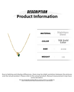 Spécifications de l'acier inoxydable 18K avec pendentif en malachite verte